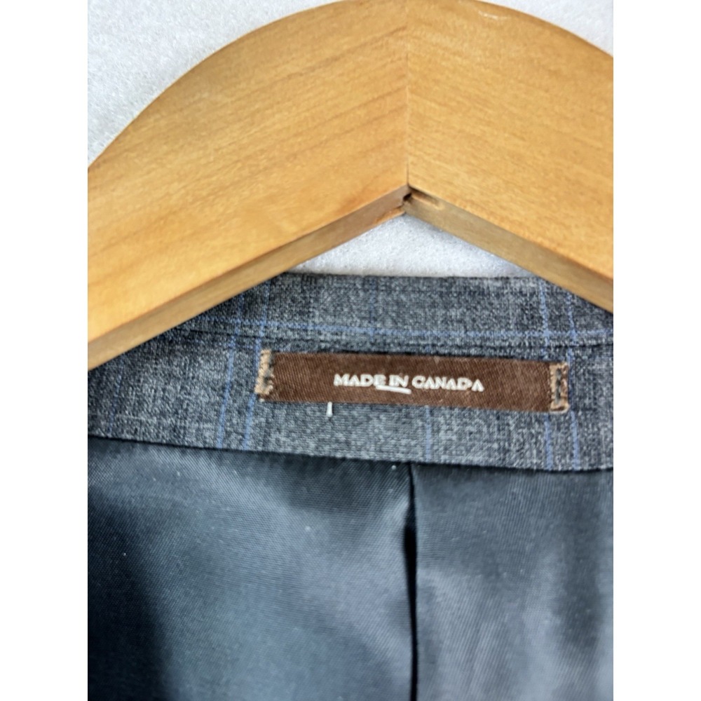 Peter Millar 48R 100% Wool Suit Gray Glen Plaid Jacket & Pants (39x28.5) Canada - Picture 4 of 16